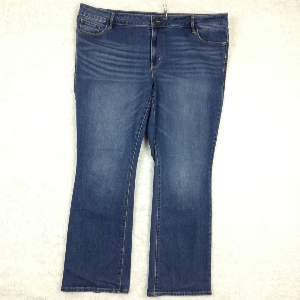 Old Navy Womens Jeans Kicker Boot Cut Blue Denim‎ Mid Rise Dark Sycamore Plus 22